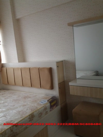 ilustrasi interior kamar utama paket apartemen 2 bed room full furnish