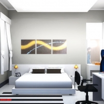 gambar Konsep 3D interior Kamar tidur utama Ibu Dian